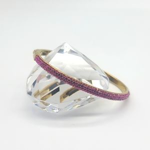 Michael Kors Hot Pink Swarovski Crystal Hinged Bangle on Golden Hardware.